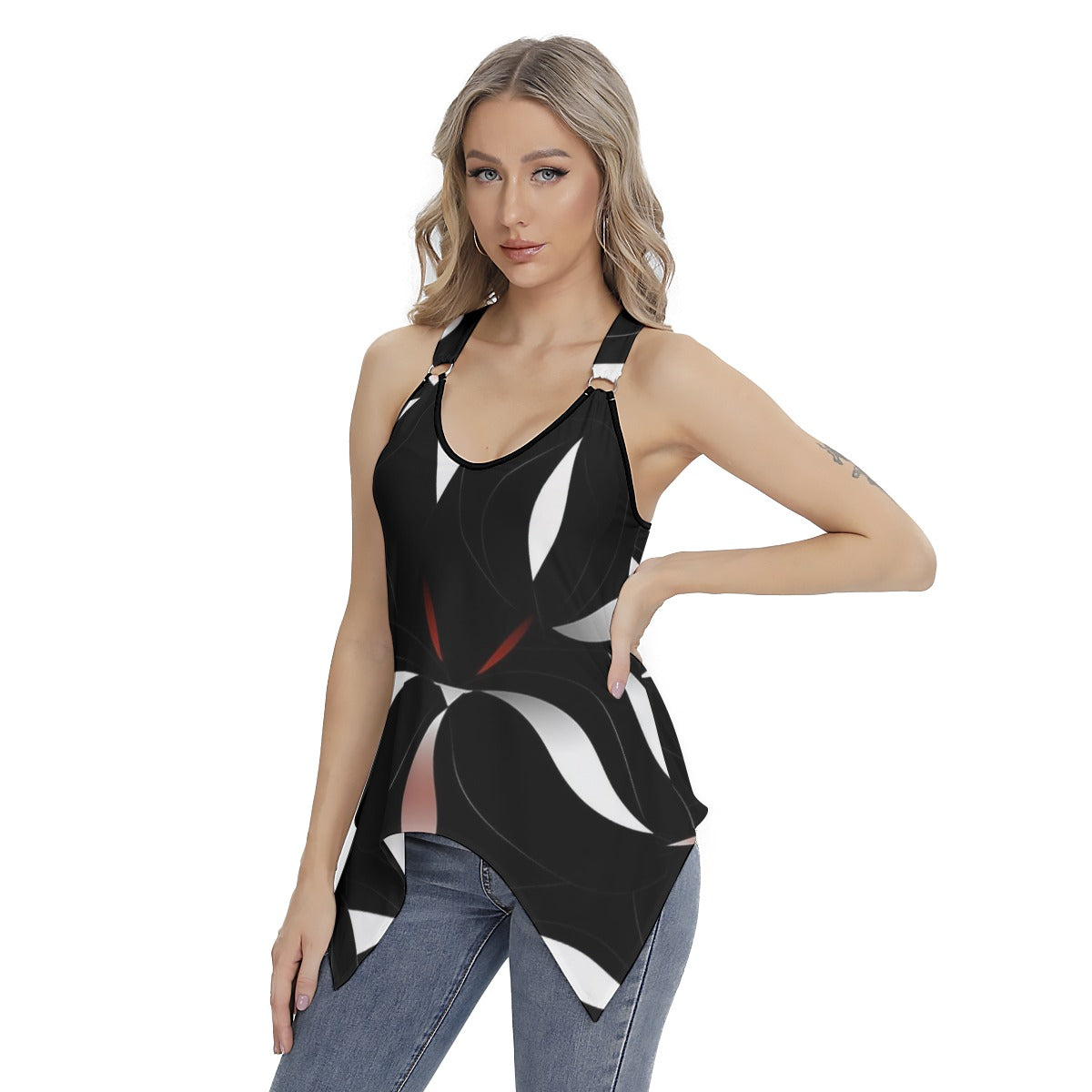 Women's Racing Tank Top With Irregular Hem