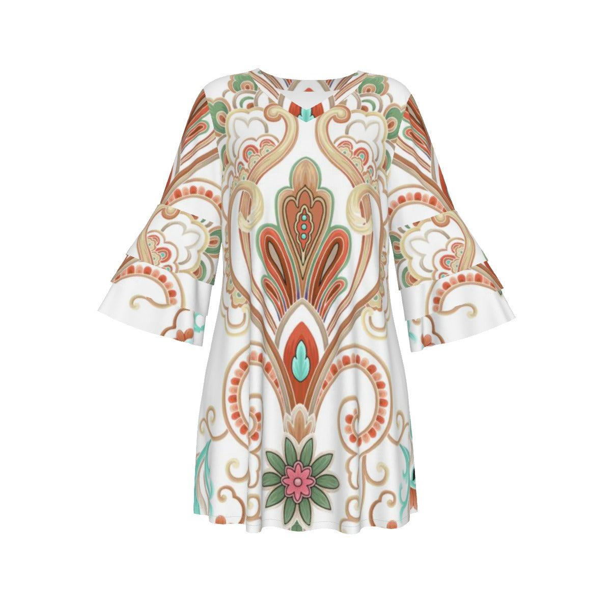 Women's Stacked Ruffle Sleeve Dress