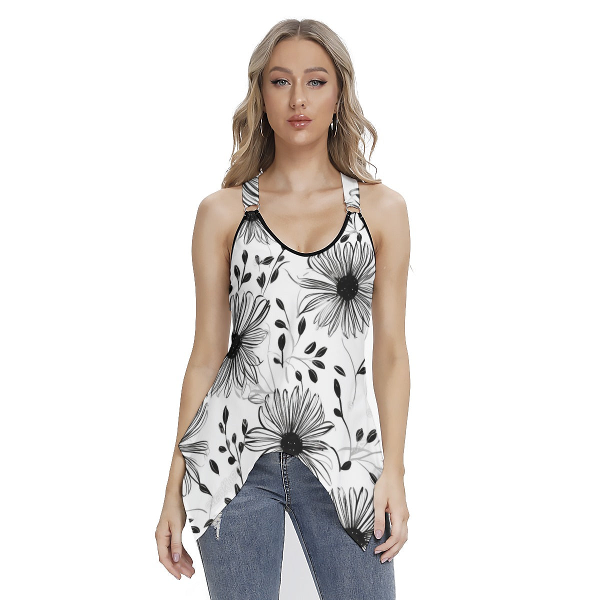 Women's Racing Tank Top With Irregular Hem