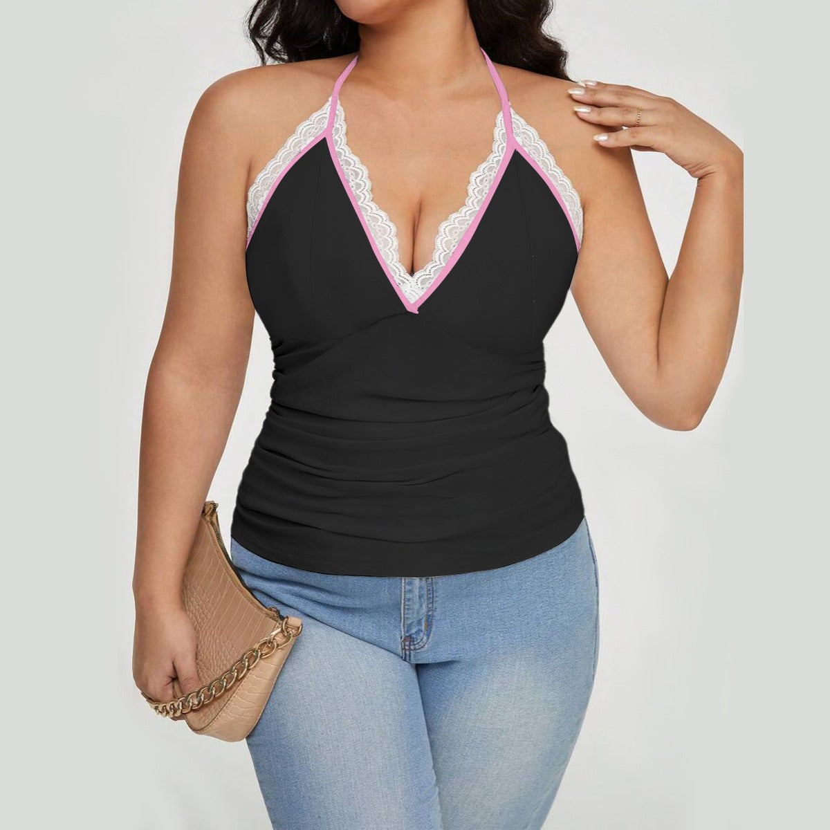 Women's Lace-Trimmed Tie-Back Top