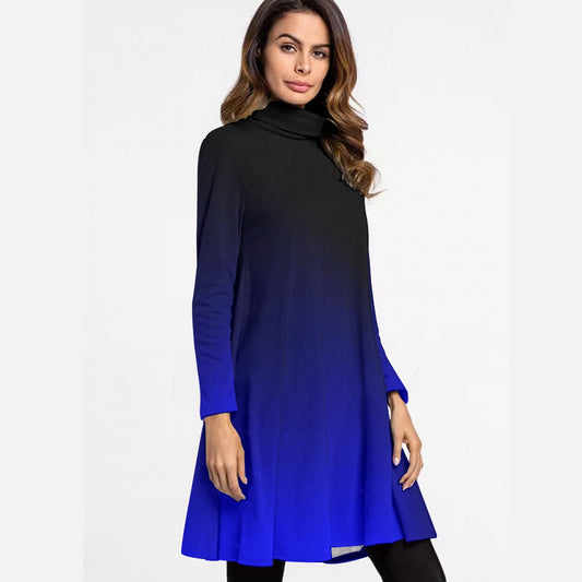 Women's High Neck Dress With Long Sleeve