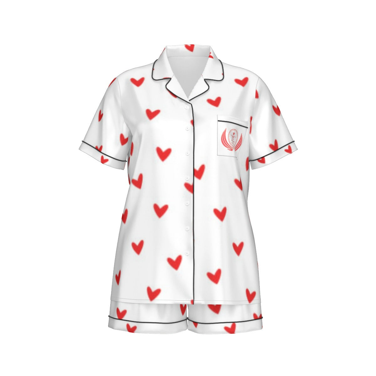 Women's Imitation Silk Pajama Set With Short Sleeve