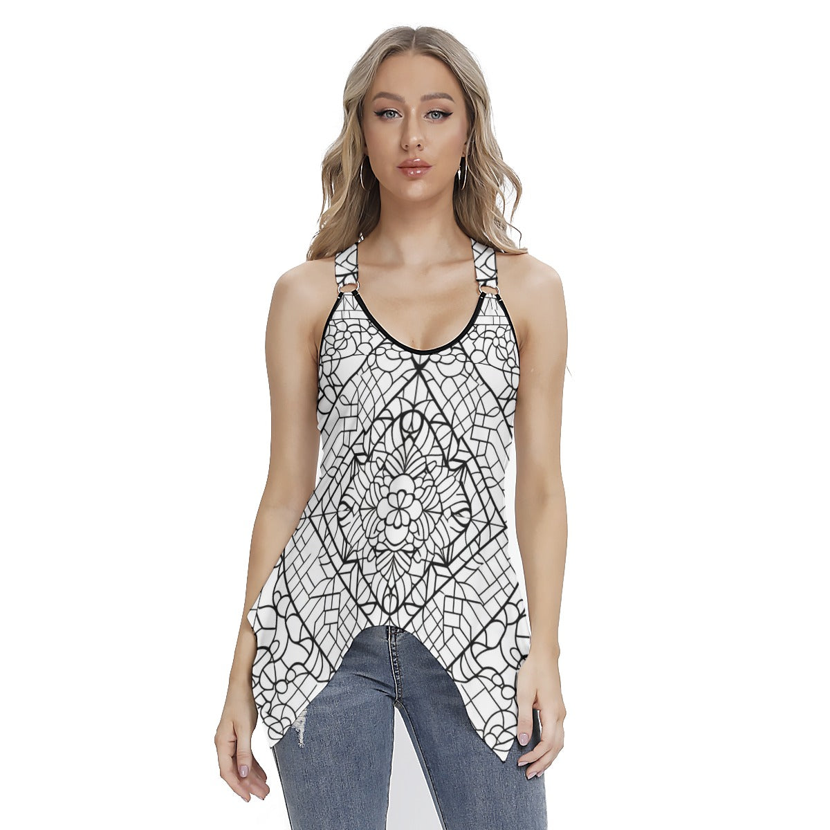 Women's Racing Tank Top With Irregular Hem