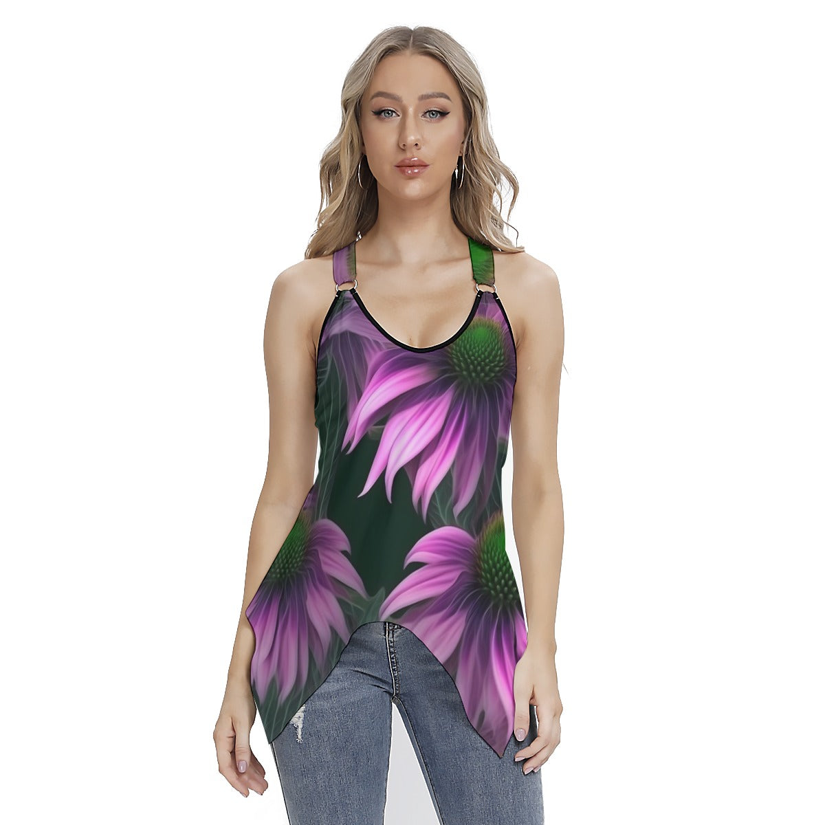 Women's Racing Tank Top With Irregular Hem
