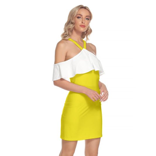 Women's Cold Shoulder Cami Dress With Ruffle