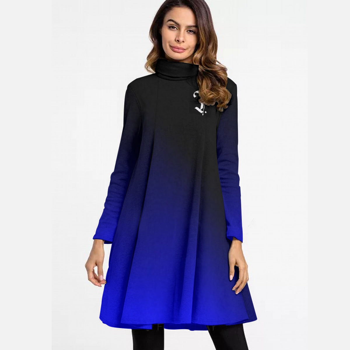 Women's High Neck Dress With Long Sleeve