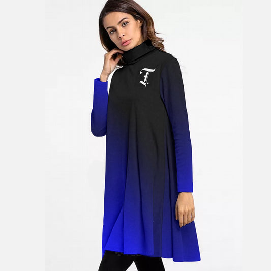Women's High Neck Dress With Long Sleeve
