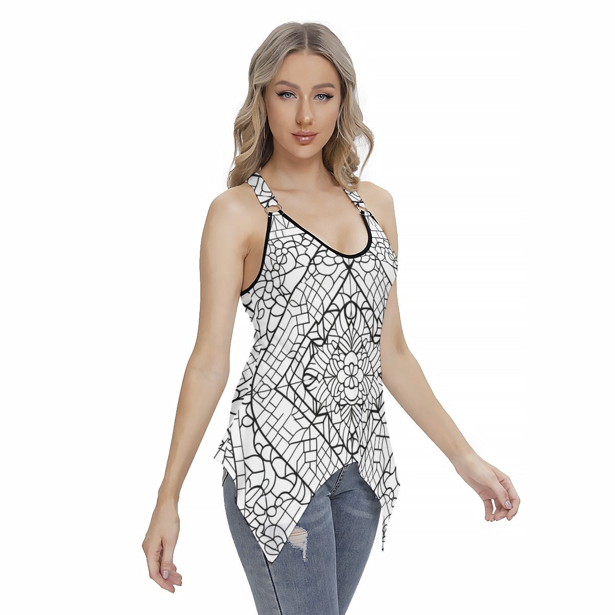 Women's Racing Tank Top With Irregular Hem