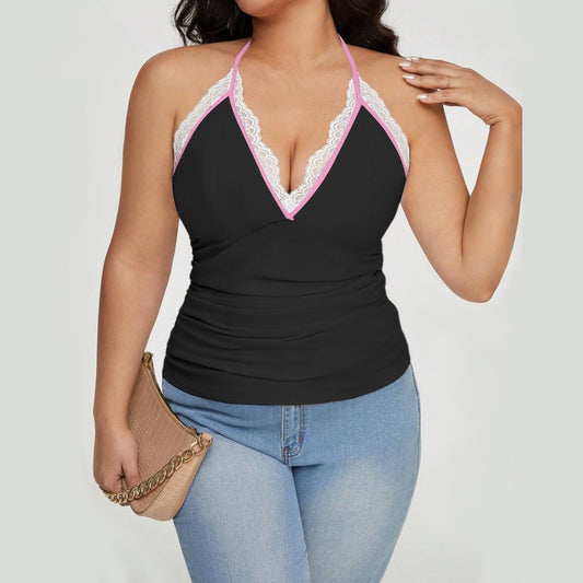 Women's Lace-Trimmed Tie-Back Top