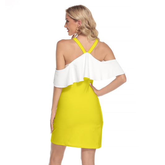 Women's Cold Shoulder Cami Dress With Ruffle