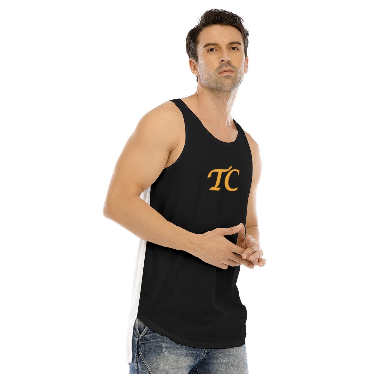Men's Curved Hem Long Tank Top for Bodybuilding - TC Clothing