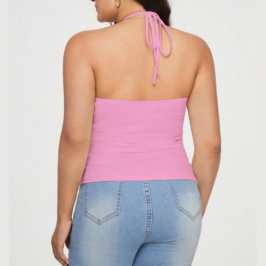 Women's Lace-Trimmed Tie-Back Top
