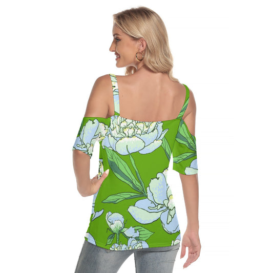 Women's Cold Shoulder T-shirt With Criss Cross Strips